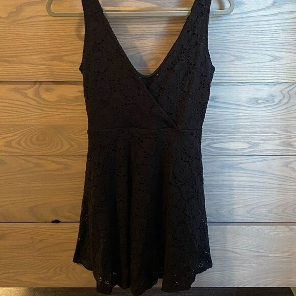 [you are not alone] cross over v neck lack mini dress #2 - Picture 1 of 5